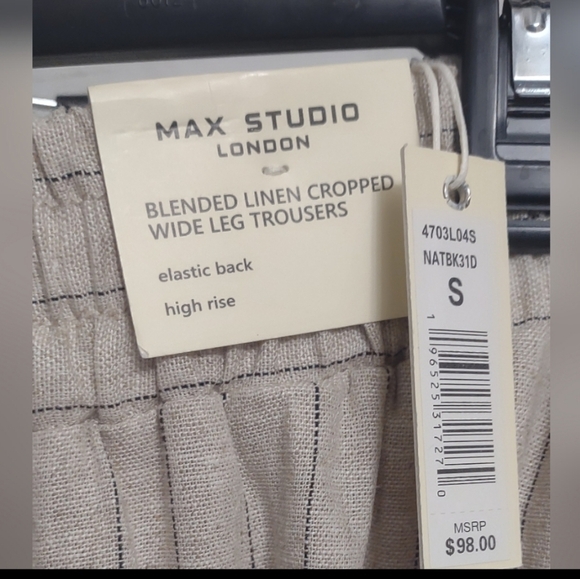 MAX STUDIO BLENDED LINEN CROPPED WIDE LEG TROUSERS - Picture 11 of 11